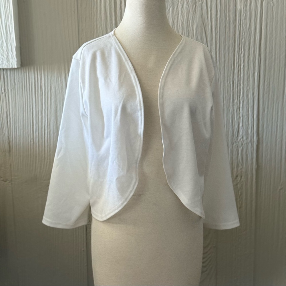 Vicki Wayne Lightweight Open Front White Over Sweater Size Large